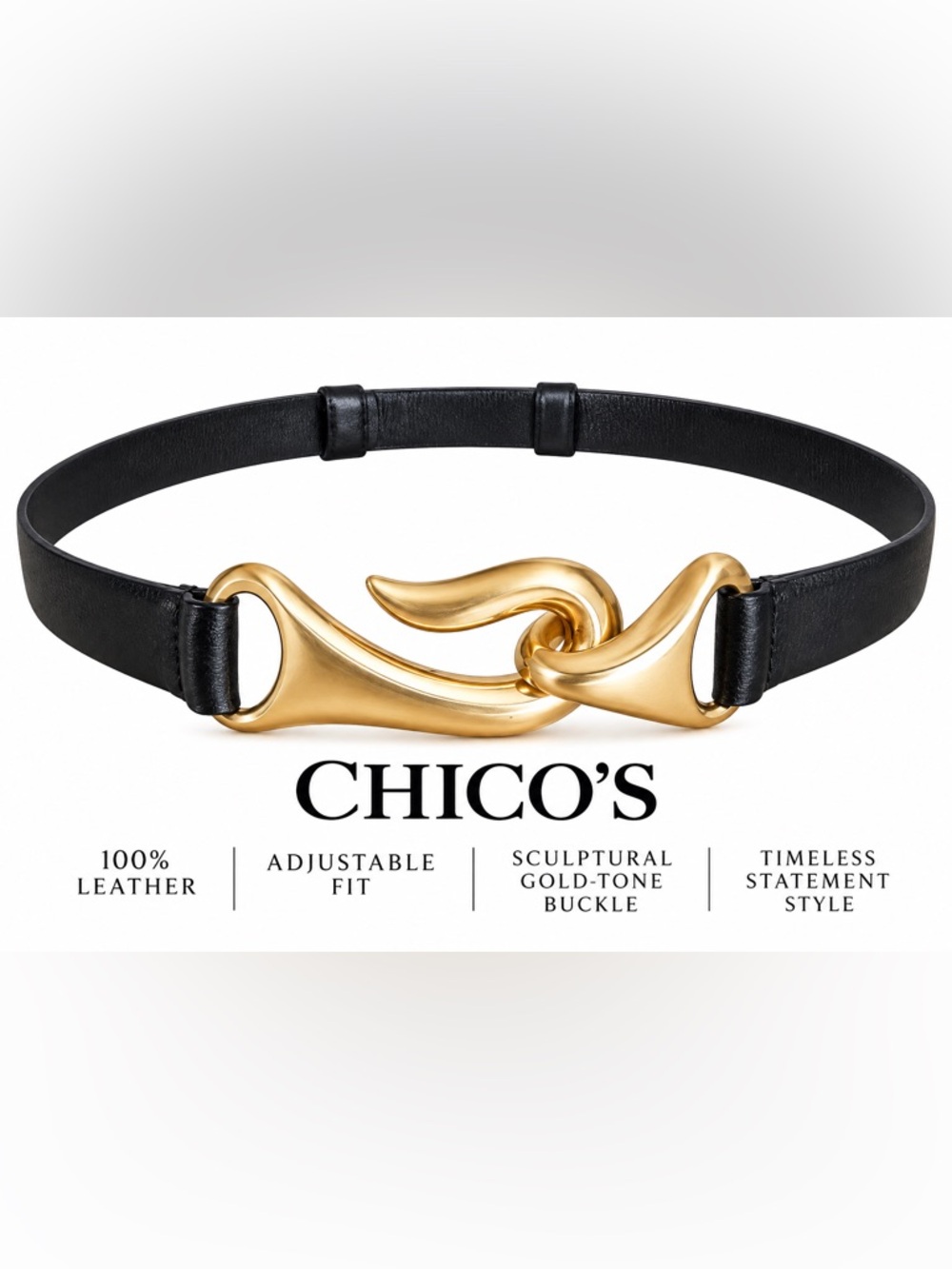 Y2K Chico’s Genuine Leather Adjustable Statement Belt M/L